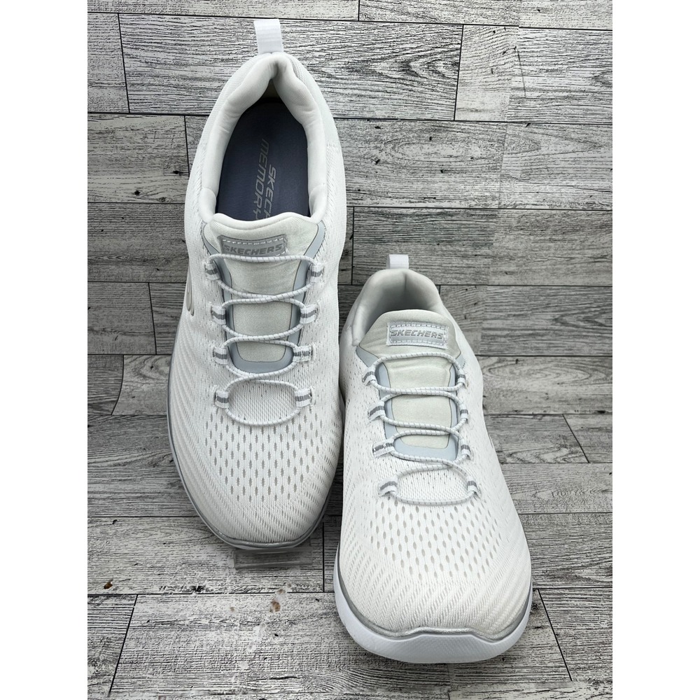 Skechers Summits Quick Getaway White Silver Mesh Bungee Sneakers Women‎ Sz 8.5